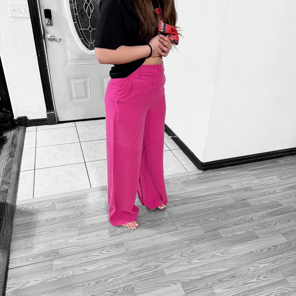 Essentiel‎ Antwerp Sycamore Wide Leg Trousers High Rise Fuchsia Pink Size 38